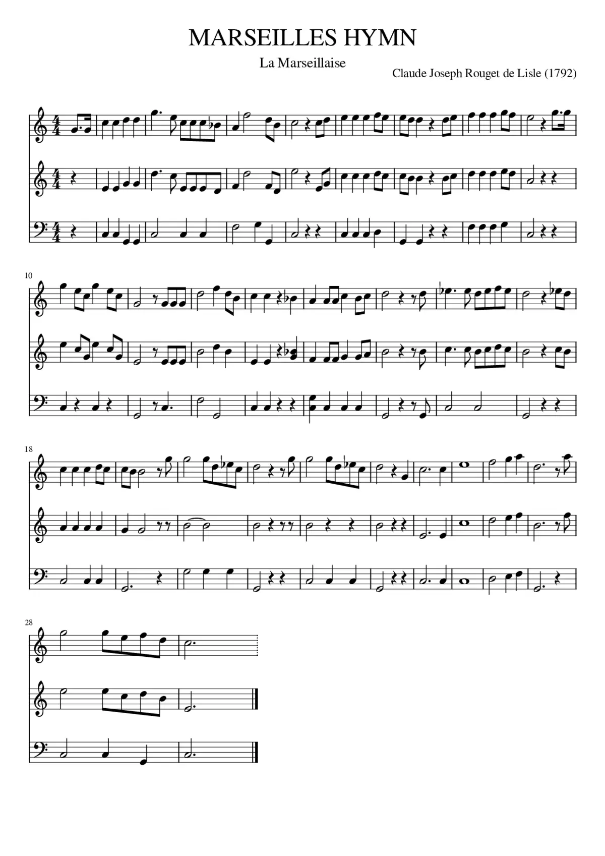 MARSEILLES HYMN - Page 1