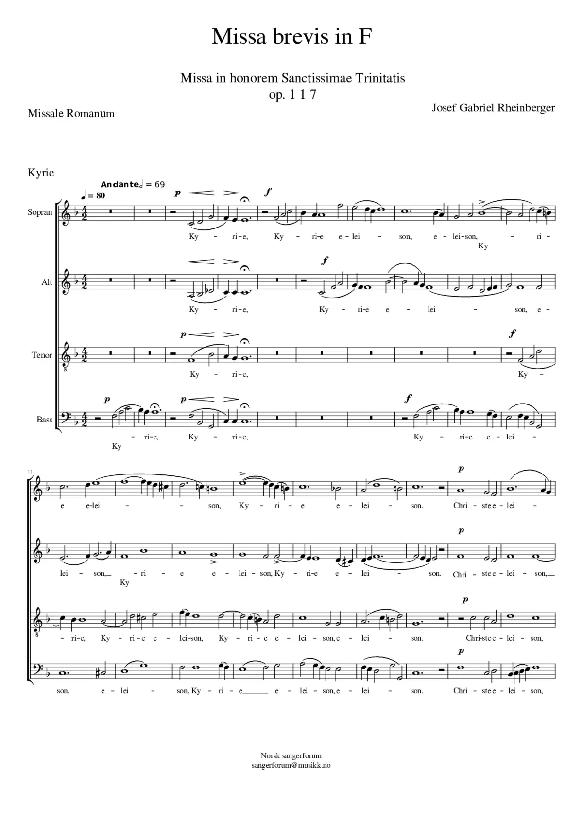 Missa brevis in F Op. 117 - Page 1