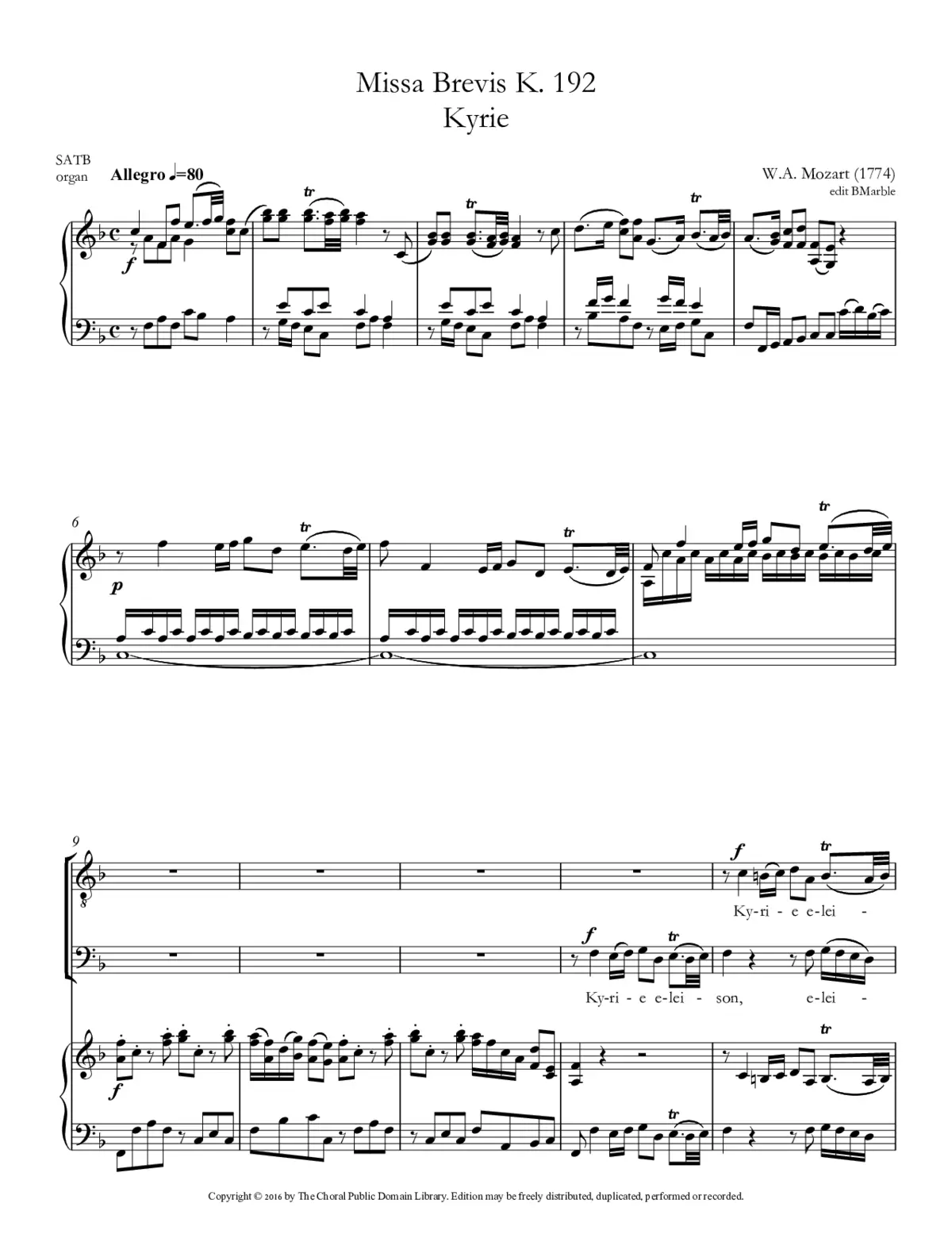 Missa brevis in F major, KV 192 - Page 1