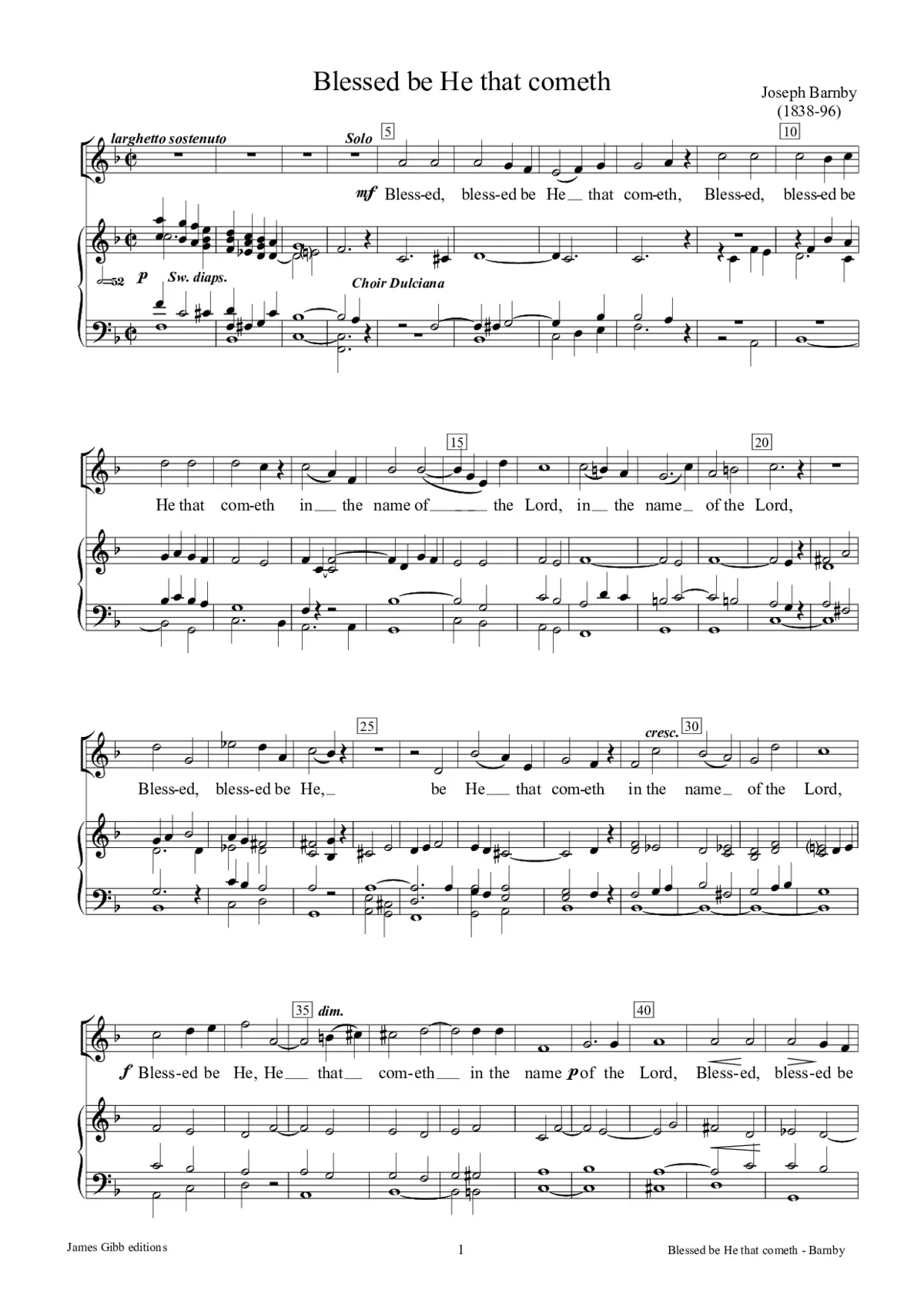 Blessed be He that cometh - Page 1