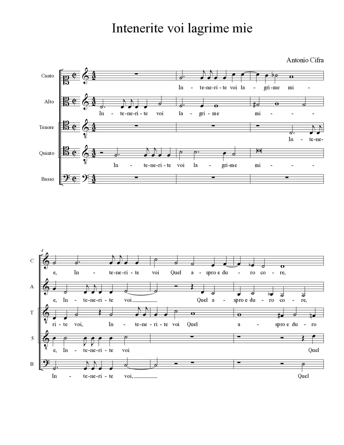Intenerite voi lagrime mie - Page 1