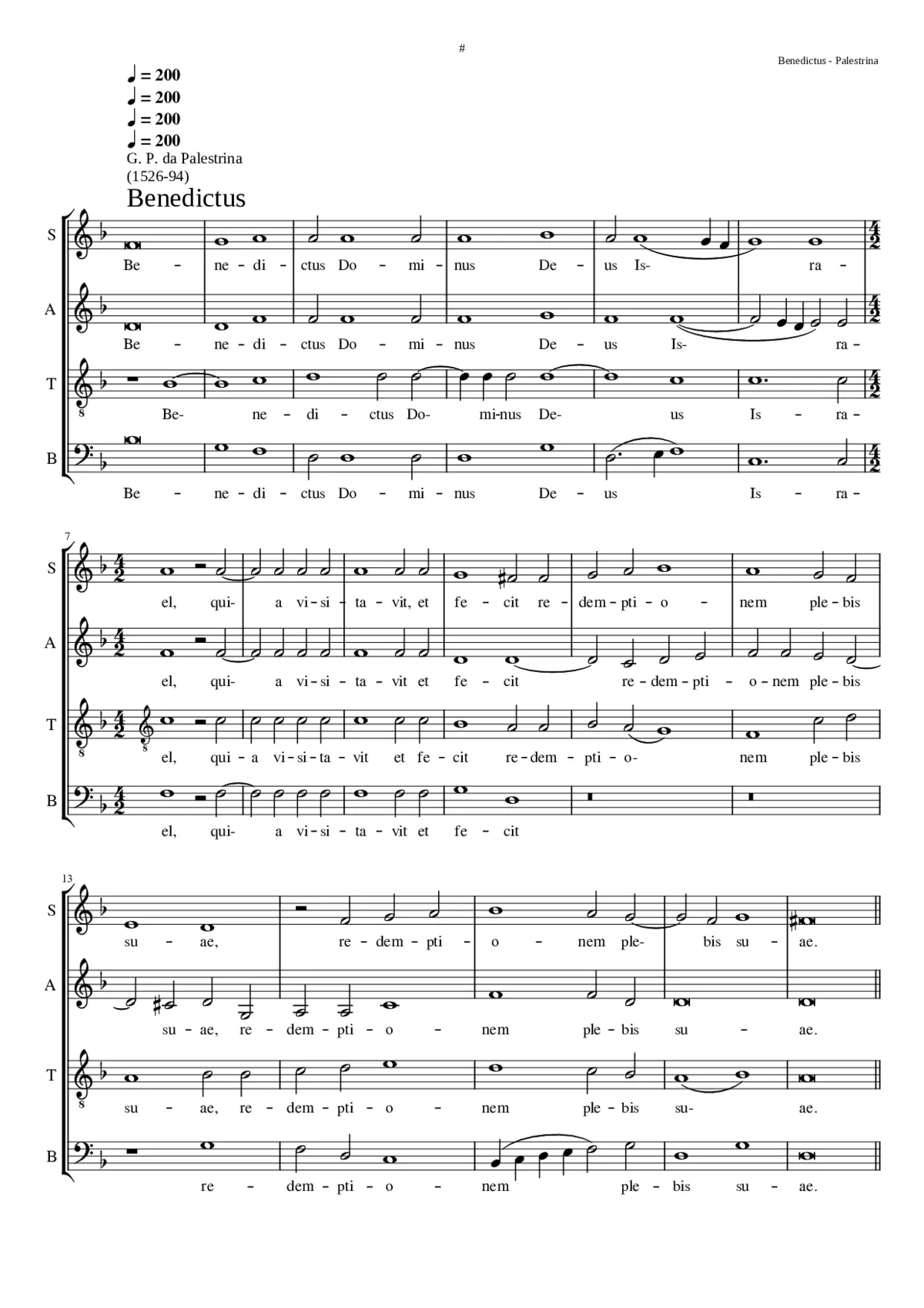 Benedictus Dominus Deus Israel - Page 1