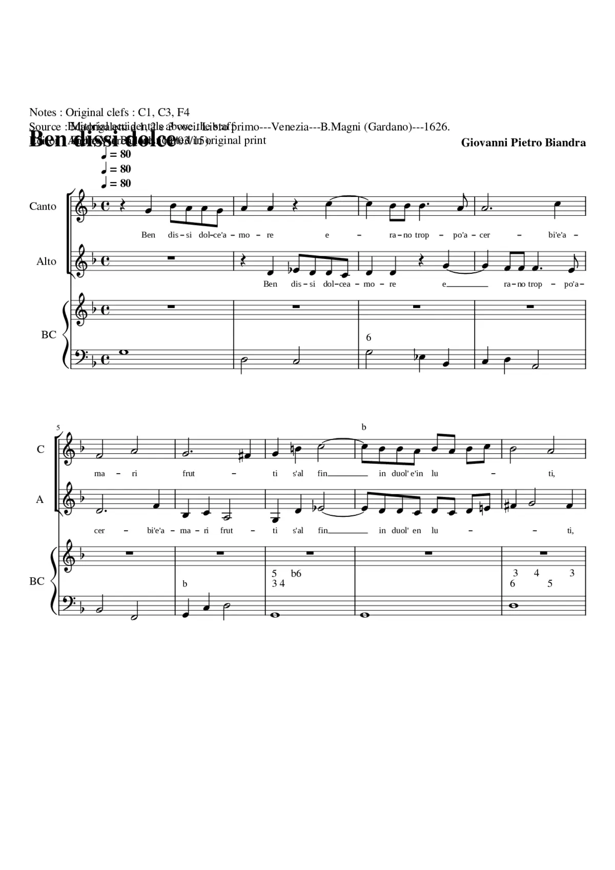Ben dissi dolce' amore - Page 1
