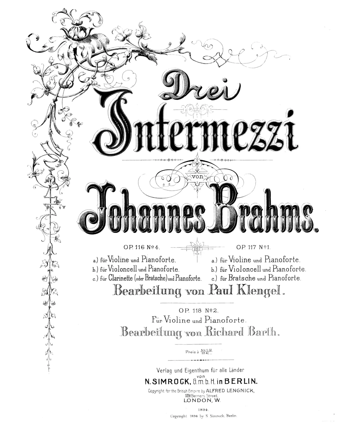 Drei Intermezzi - Page 1