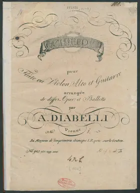 Trio pour Flûte ou Violon, Alto et Guitarre arrangée de differ.Operas et Ballets par A. Diabelli
