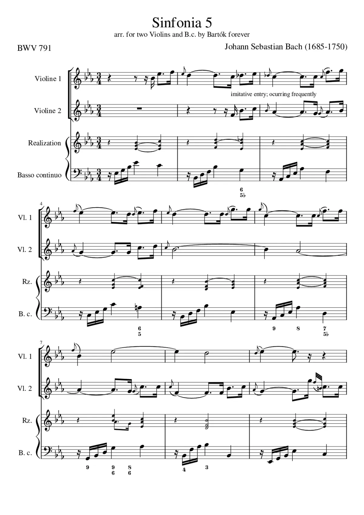 Sinfonia in E-flat major BWV 791 - Page 1