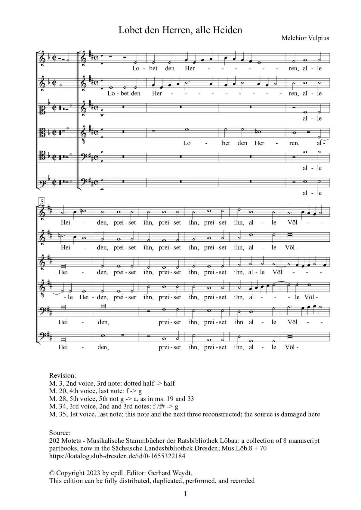 Lobet den Herren, alle Heiden - Page 1