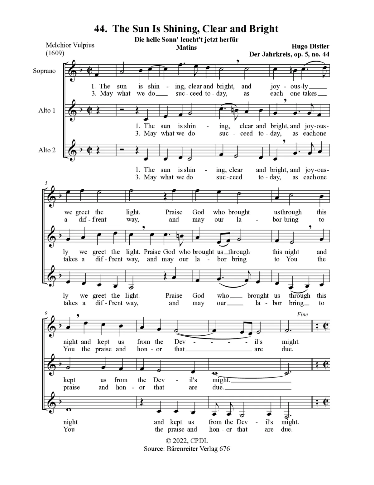 Die helle Sonn' leucht't jetzt herfür - Page 1