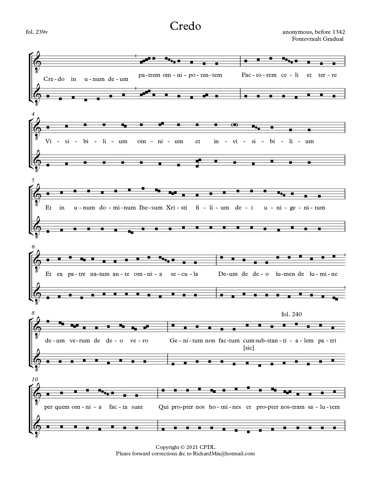 Fontevrault Credo - Page 1
