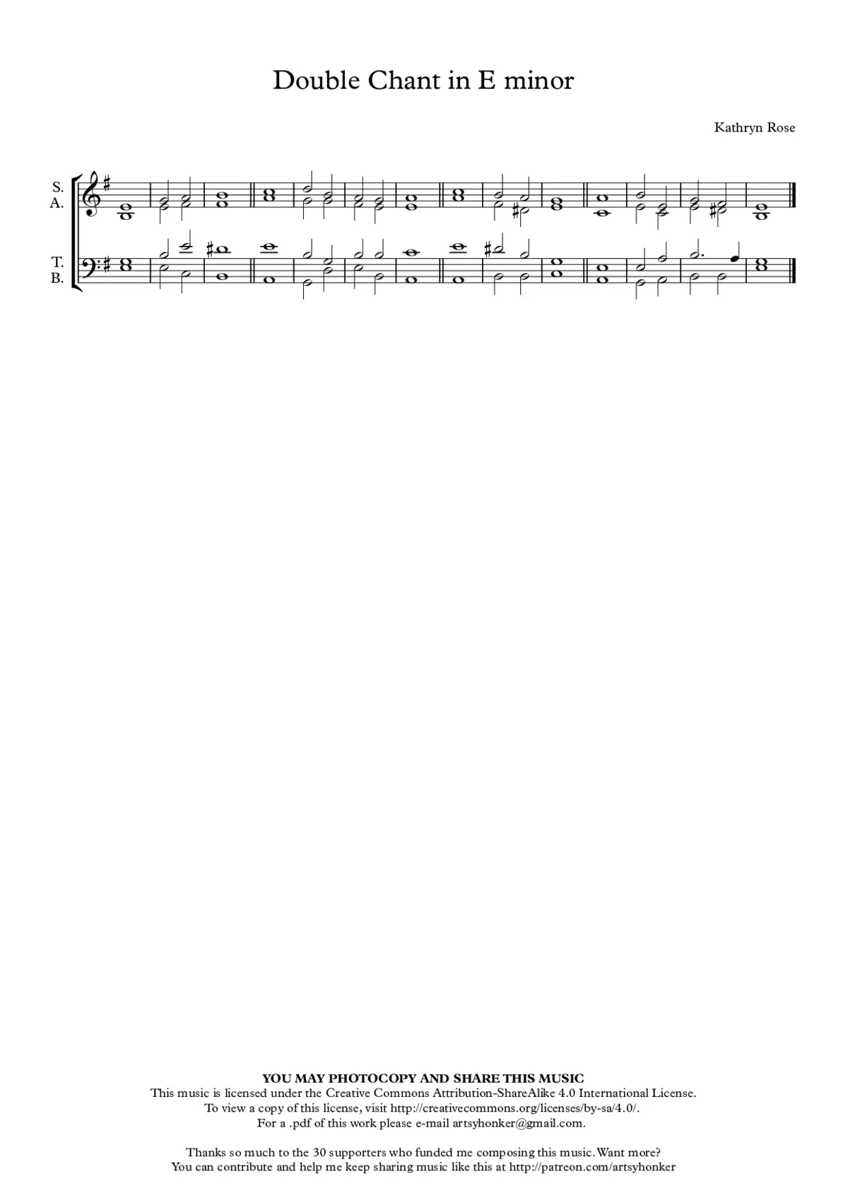 Double Chant in E minor - Page 1