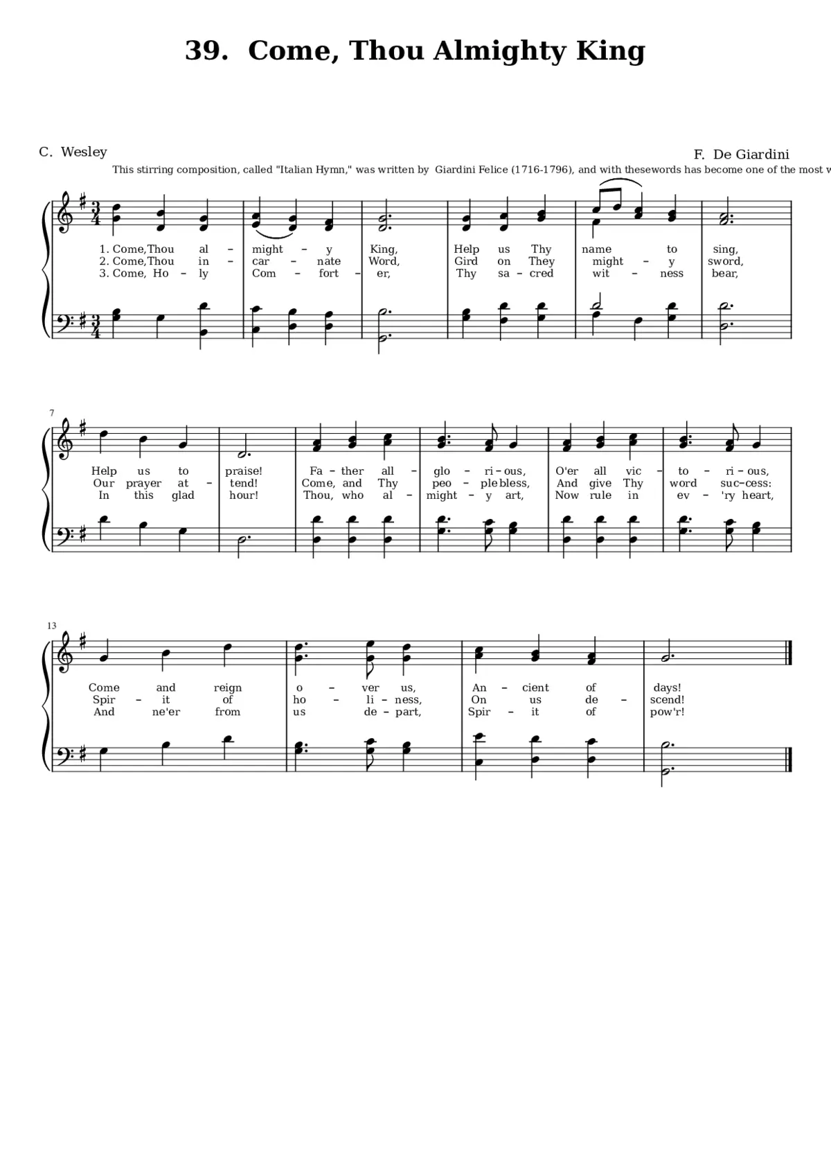Come thou almighty king - Page 1