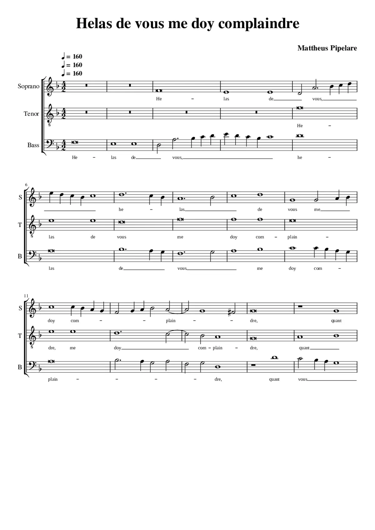 Helas de vous me doy complaindre - Page 1