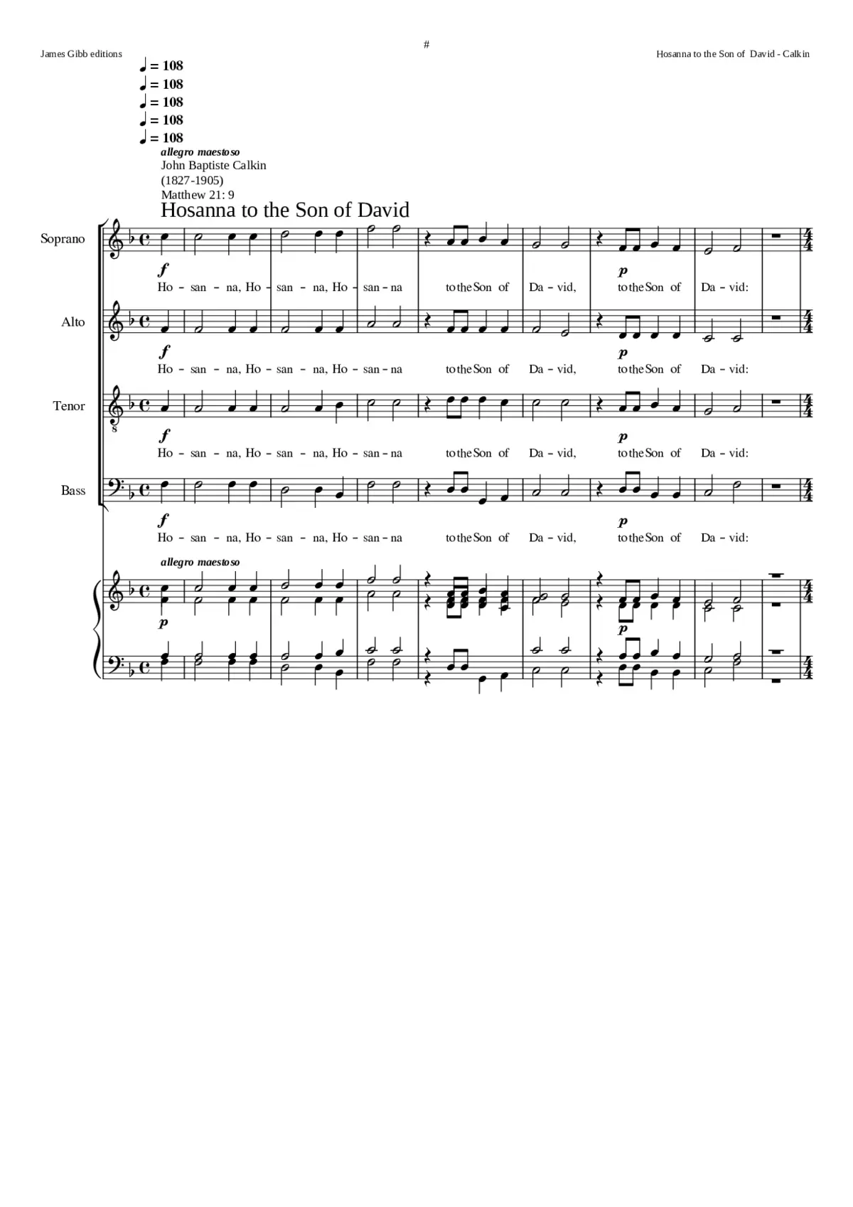 Hosanna to the Son of David - Page 1