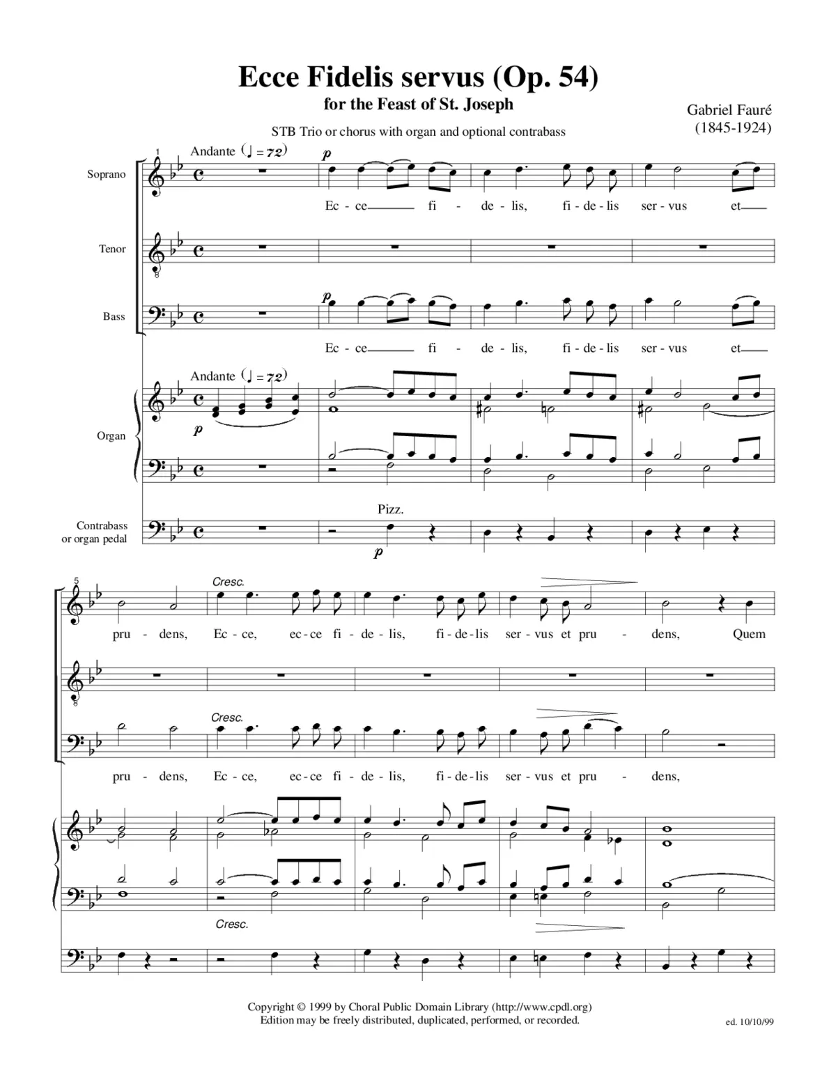 Ecce fidelis servus, Op. 54 - Page 1