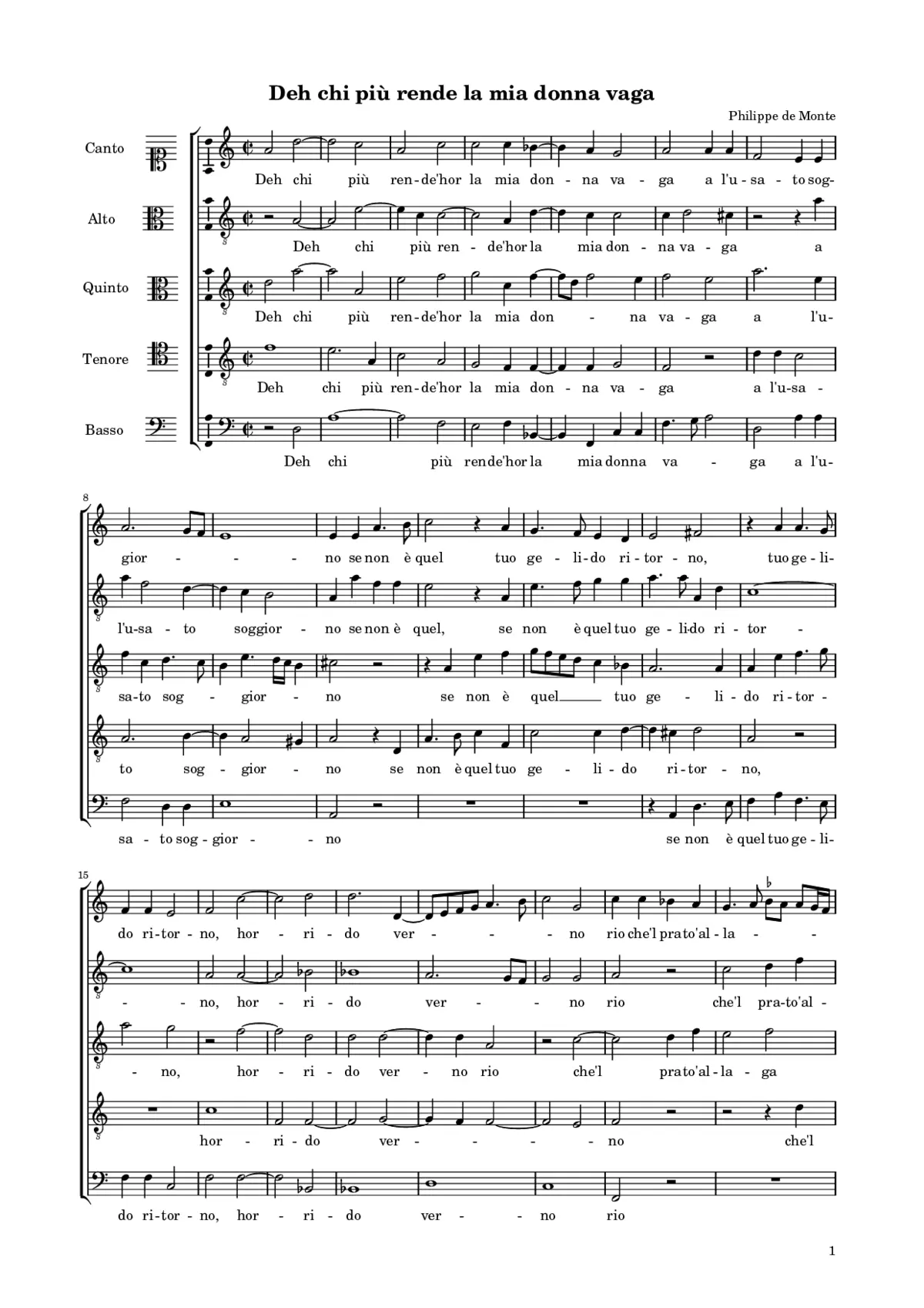 Deh chi più rende hor la mia donna vaga - Page 1