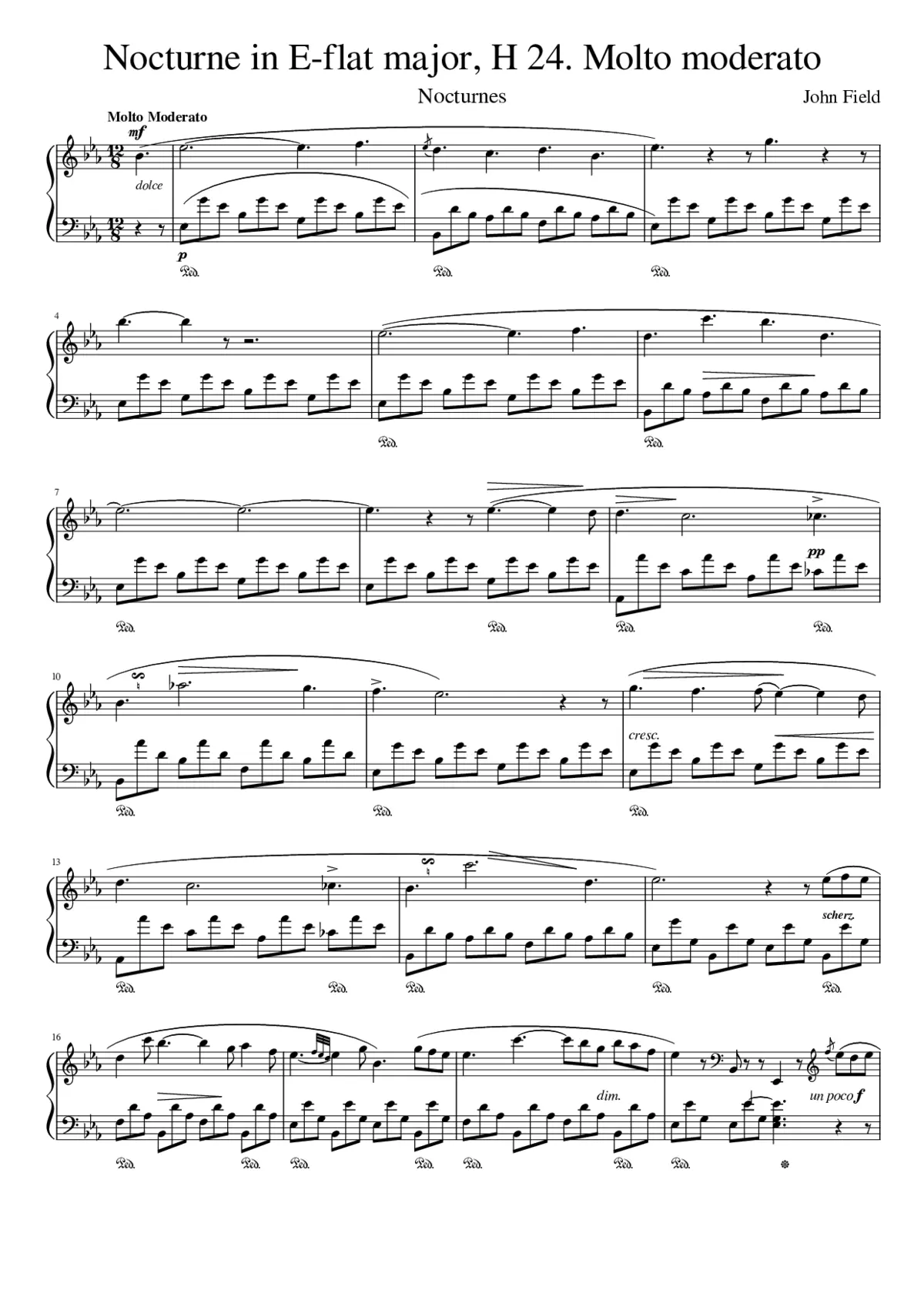 Nocturne in E flat major H24 Molto moderato - Page 1