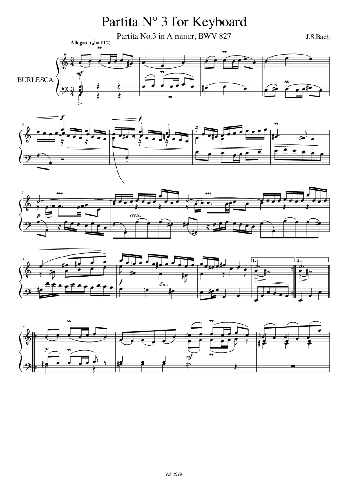 Partita in A minor BWV 827 - Page 1