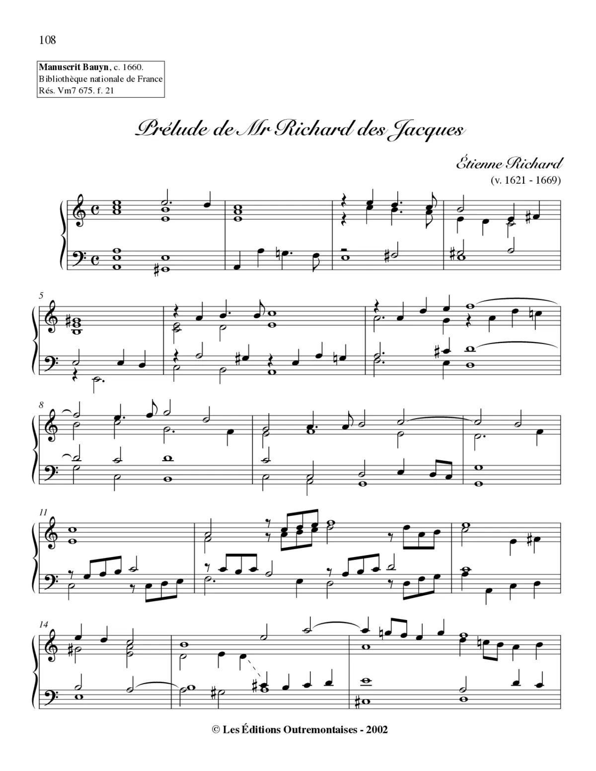 11 Harpsichord pieces from Manuscrit Bauyn - Page 1