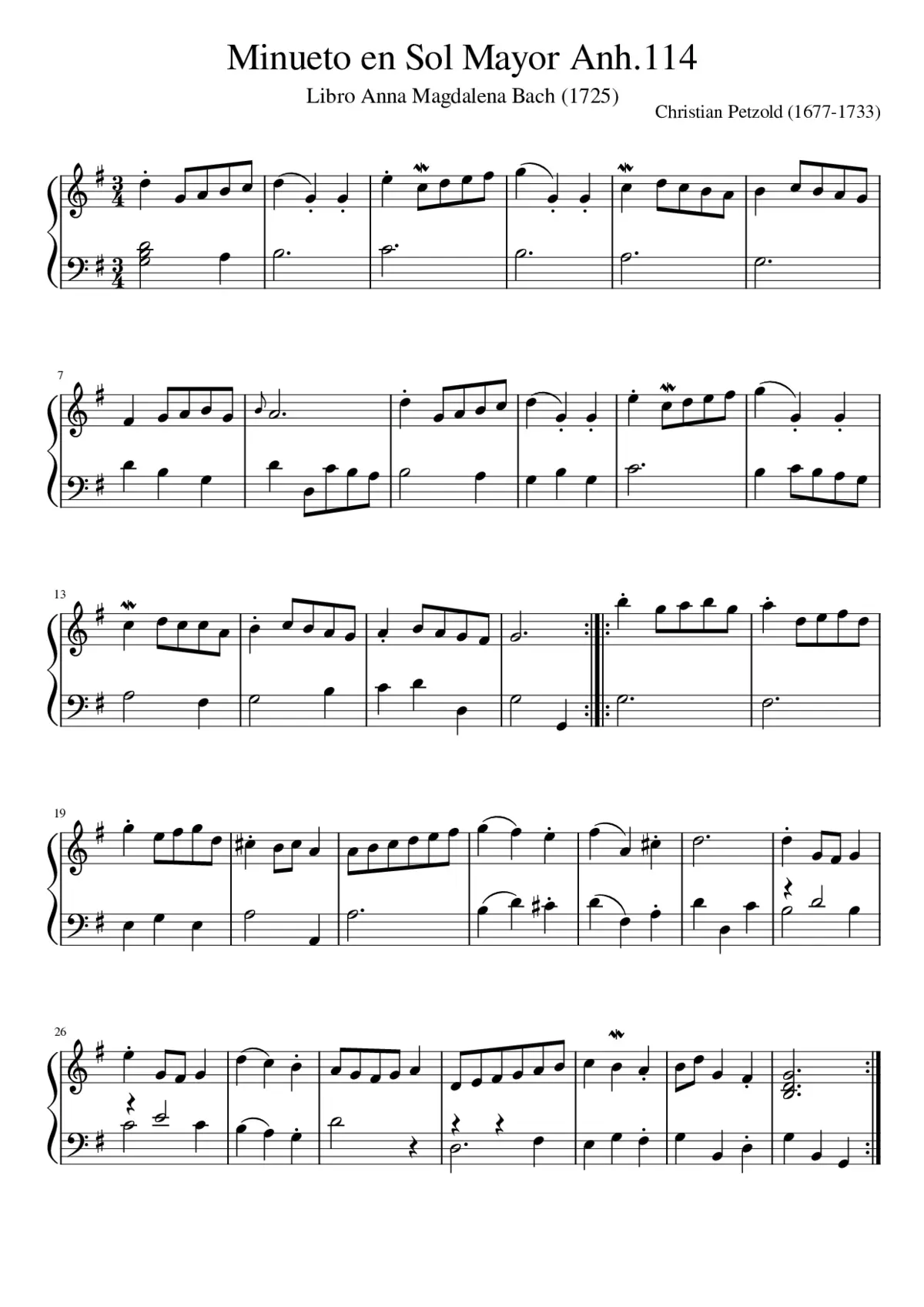 Minuet in G major BWV Anh.114 - Page 1