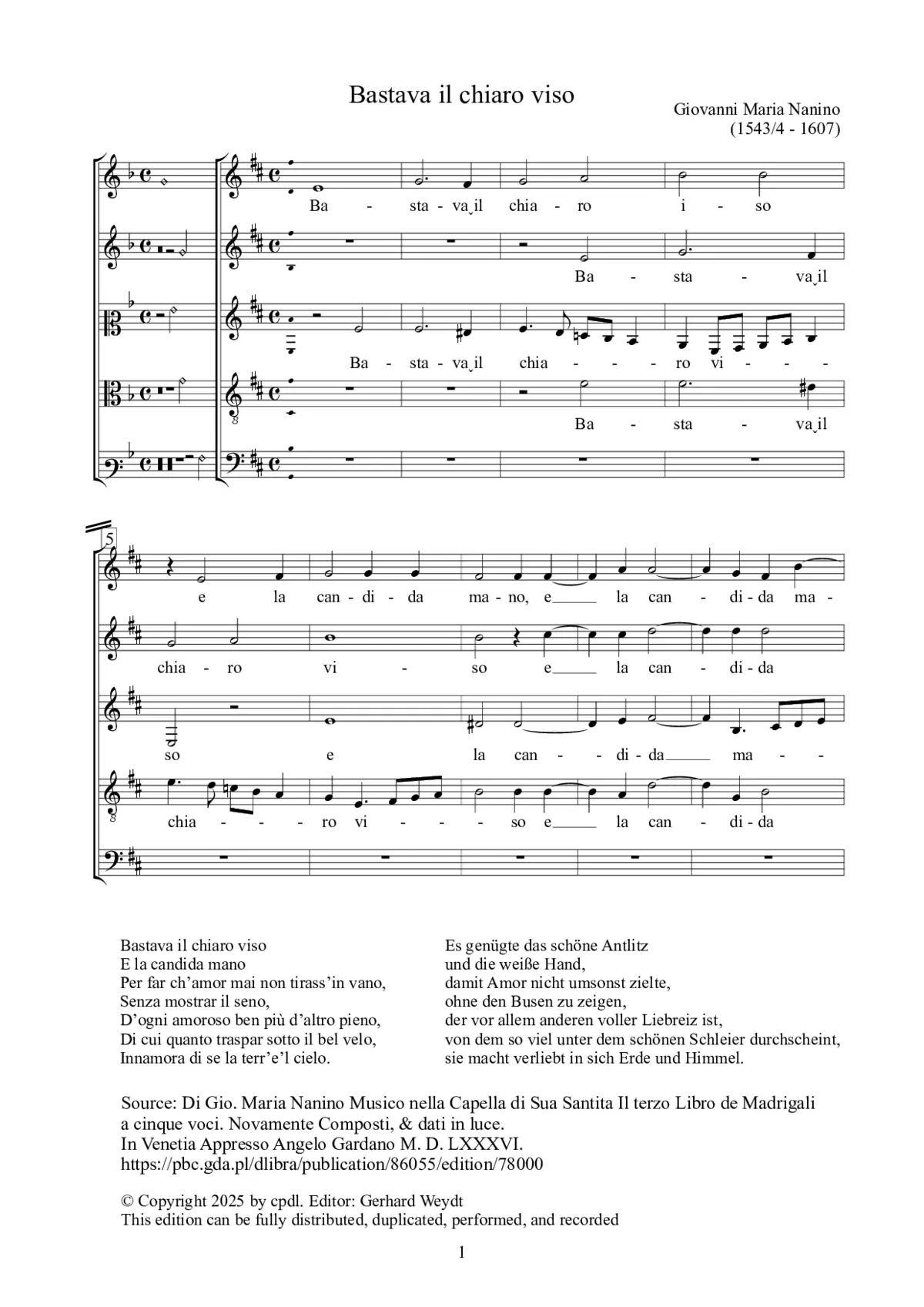 Bastava il chiaro viso - Page 1