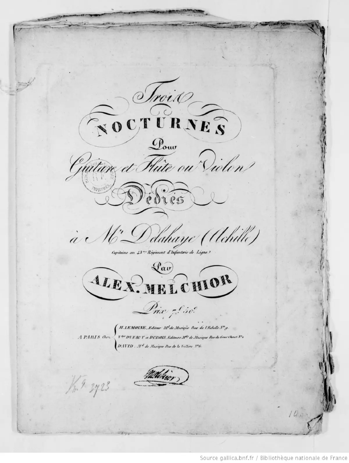 3 Nocturnes pour Guitare et Flûte ou Violon - Page 1