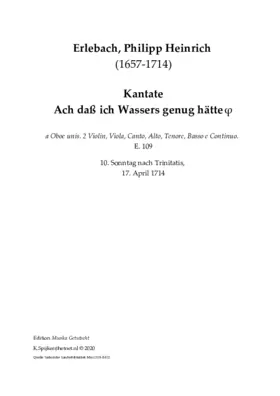 Ach daß ich Wassers genug hätte