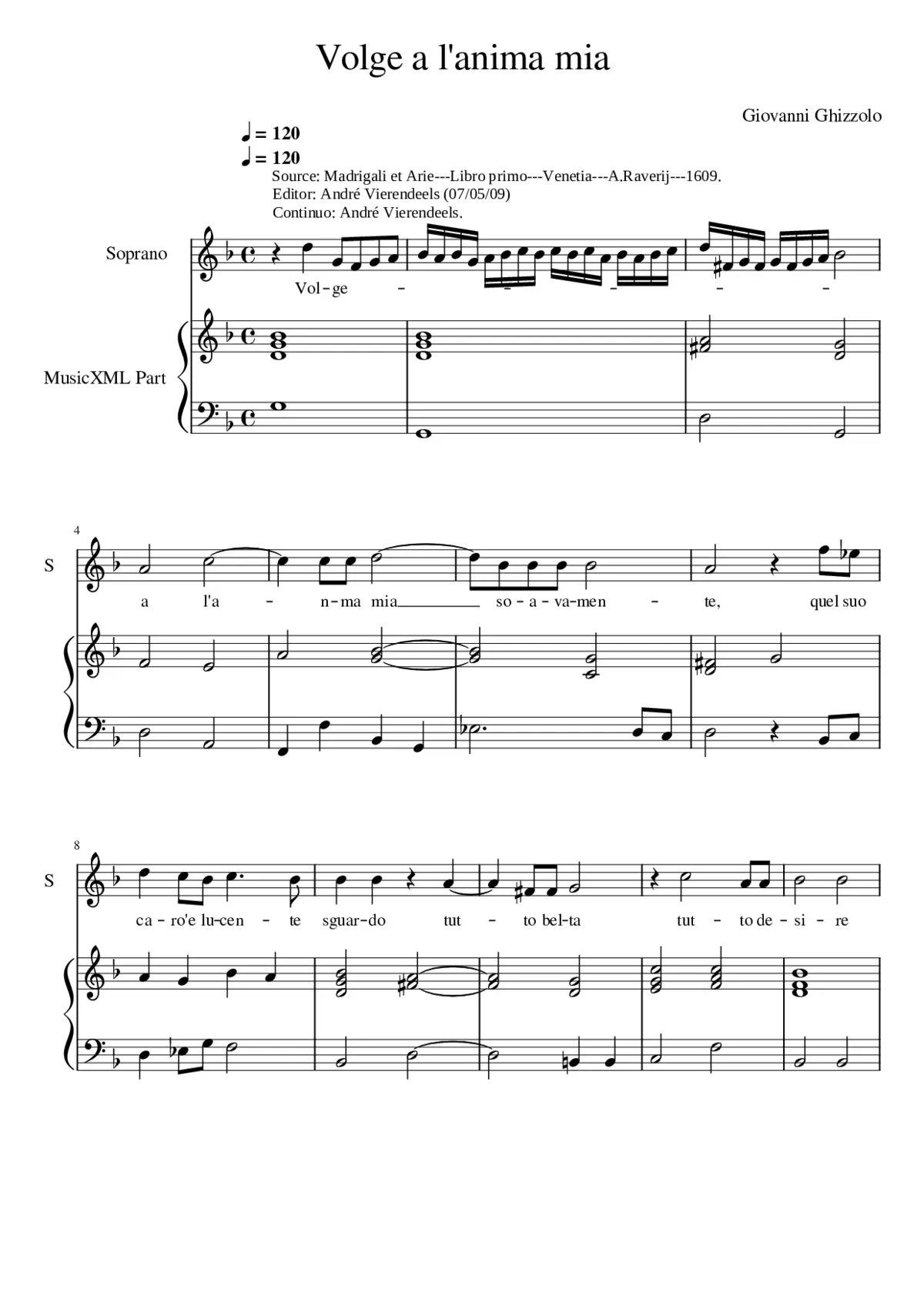 Volge a l'anima mia - Page 1