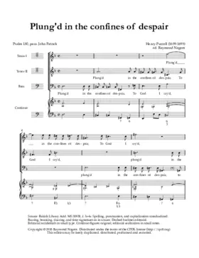 Plung'd in the confines of despair Z 142