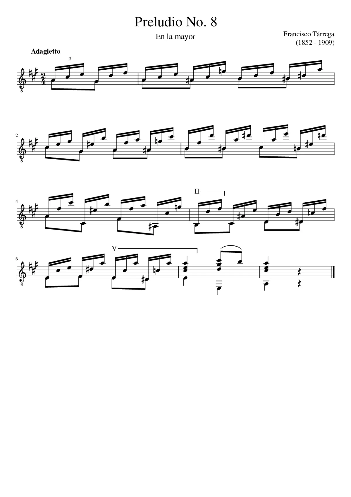 Francisco Tárrega - Preludio No. 8 - Page 1