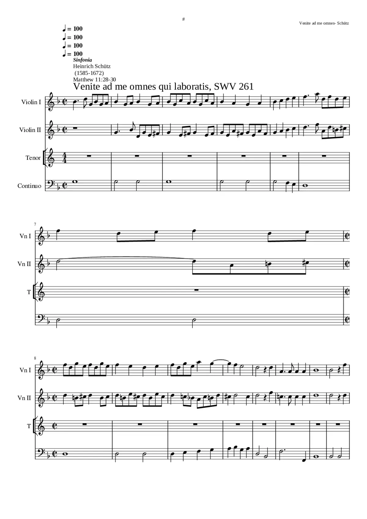 Venite ad me omnes qui laboratis SWV 261 - Page 1
