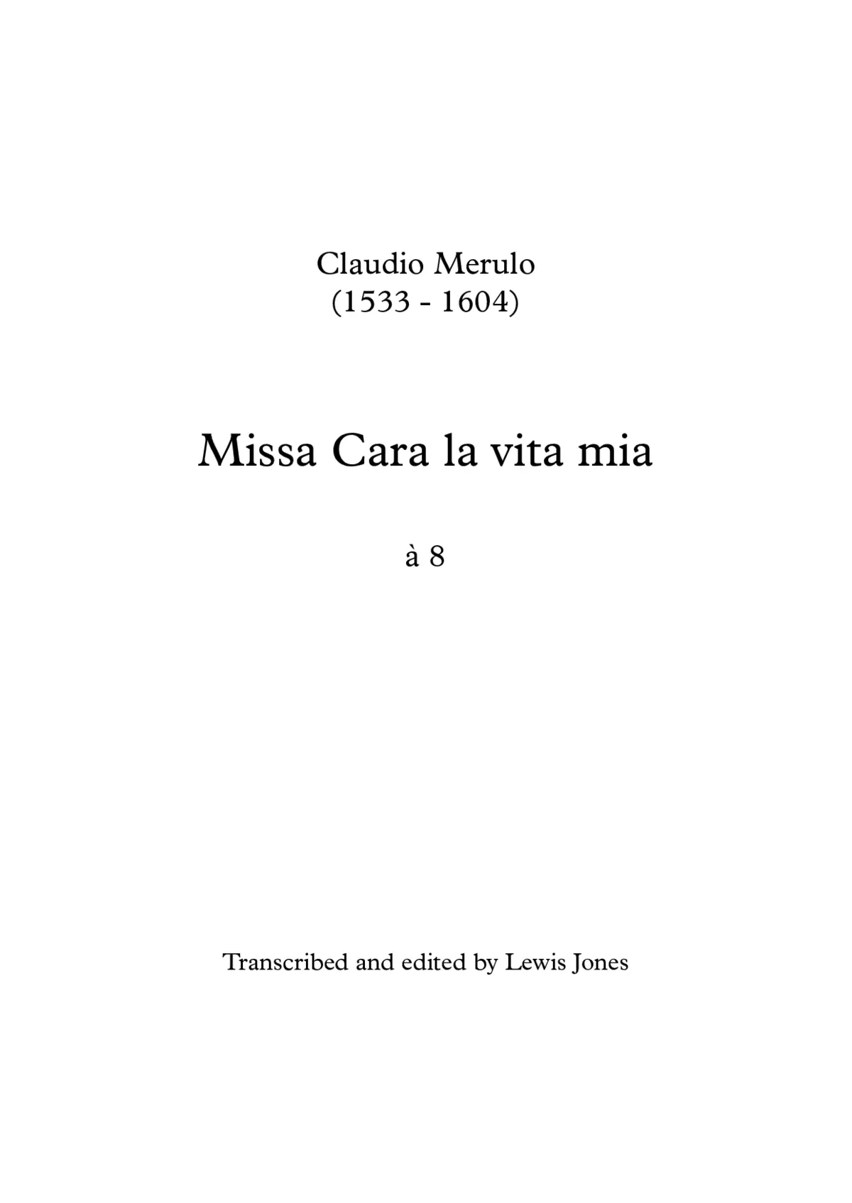 Missa Cara la vita mia a 8 - Page 1