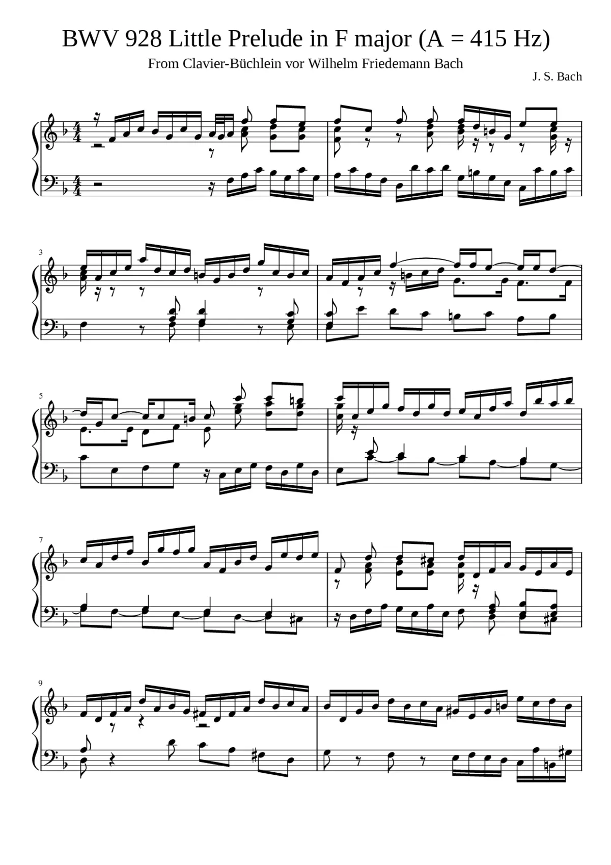 BWV 928: Prelude in F major (A = 415 Hz) - Page 1