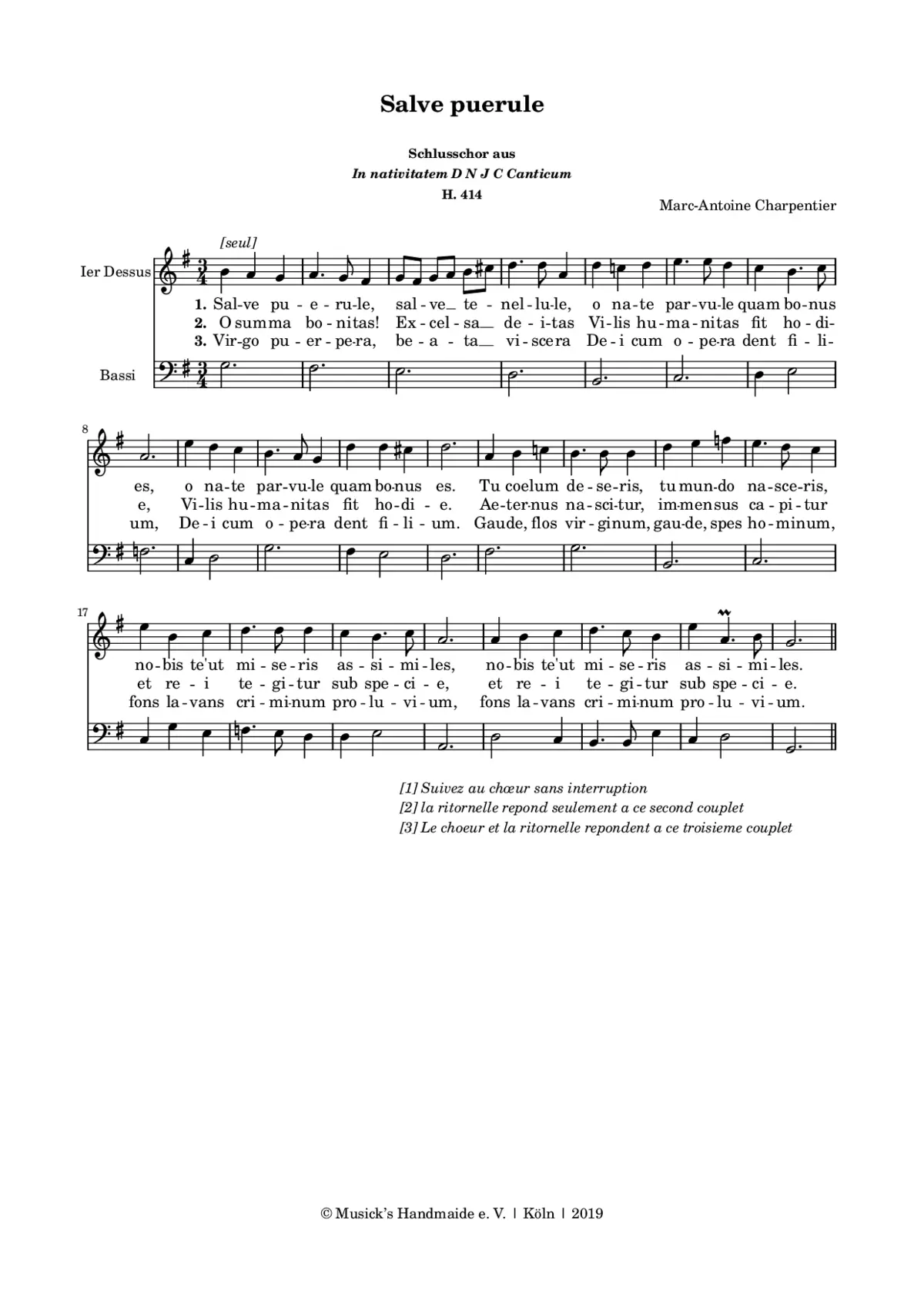 In Nativitatem D. N. J. C. Canticum, H 414 - Page 1