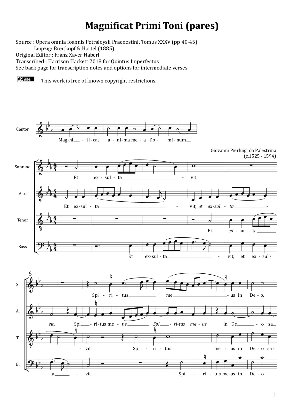 Magnificat Primi Toni a 4, pares - Page 1
