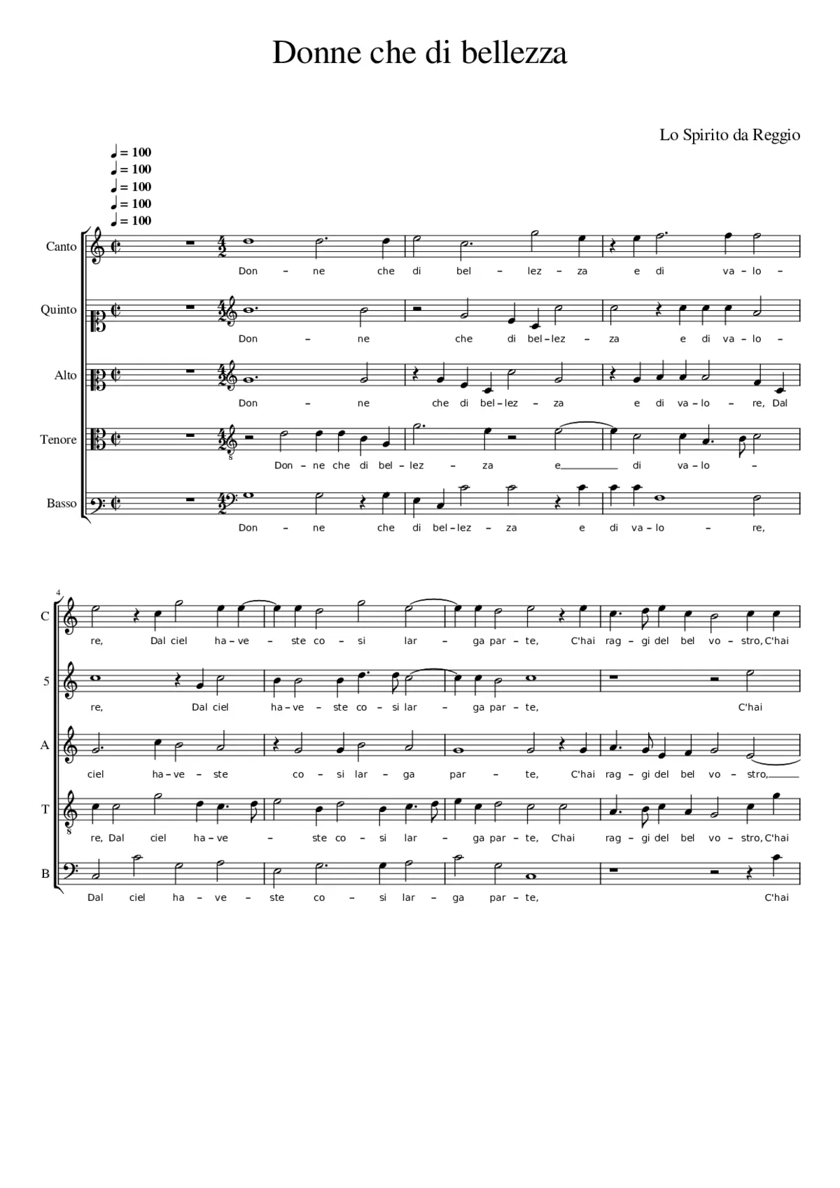 Donne che di bellezza - Page 1