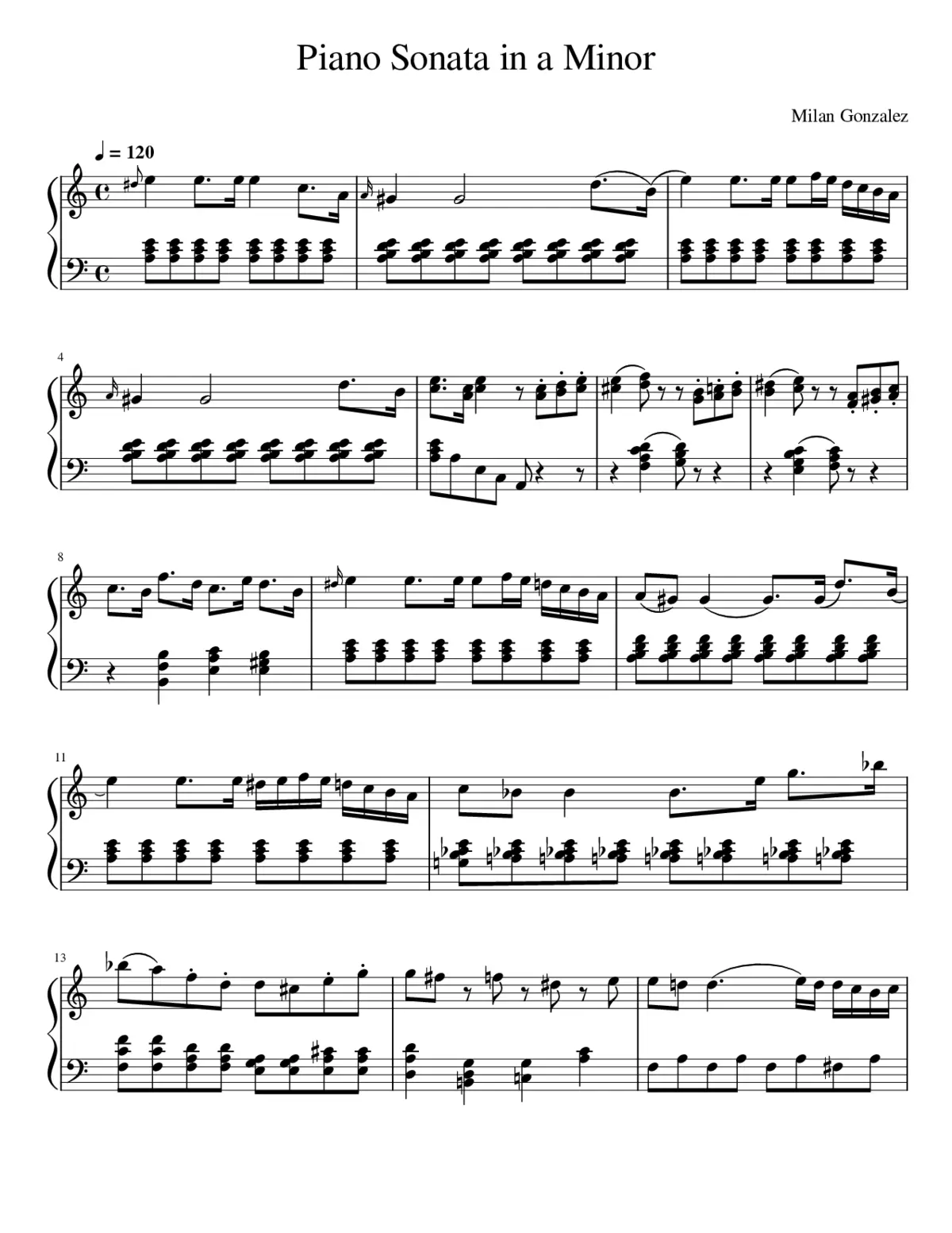 Piano Sonata in a Minor - Page 1