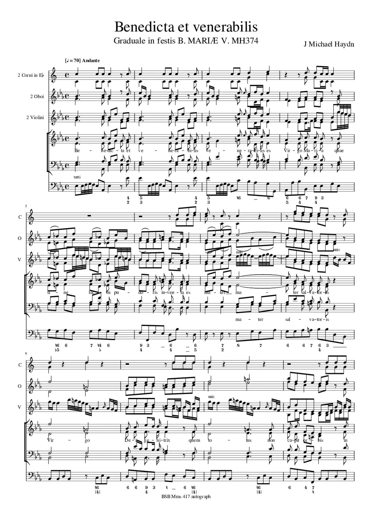 Benedicta et venerabilis, MH 374 - Page 1