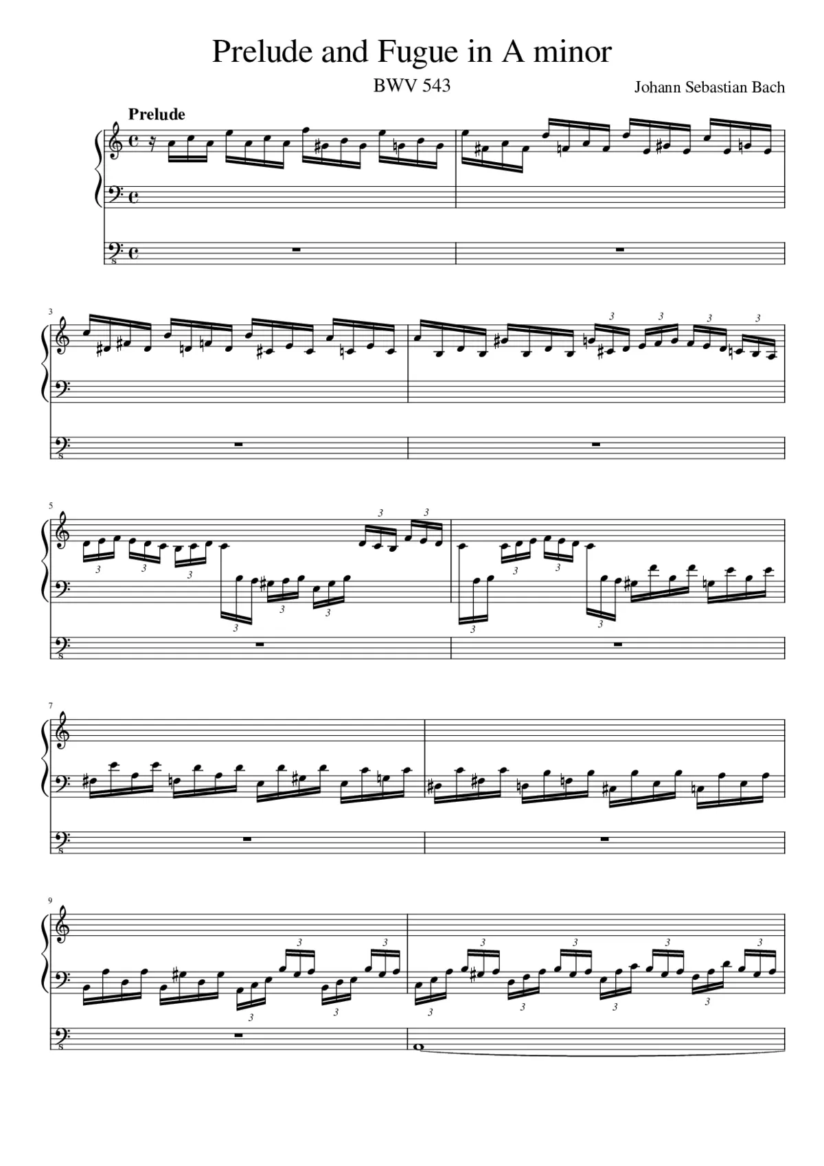 Prelude and Fugue in A minor BWV 543 - Page 1