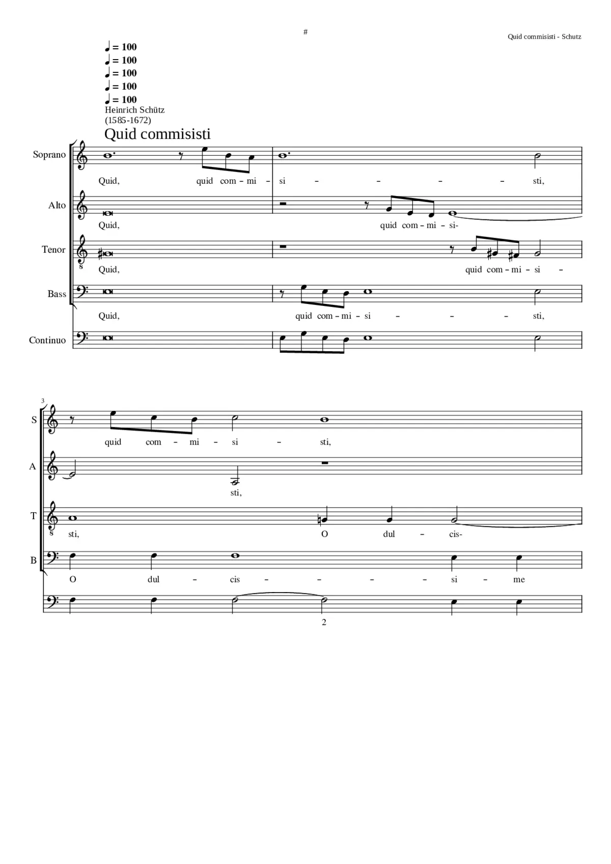 Quid commisisti O dulcissime puer SWV 56 - Page 1