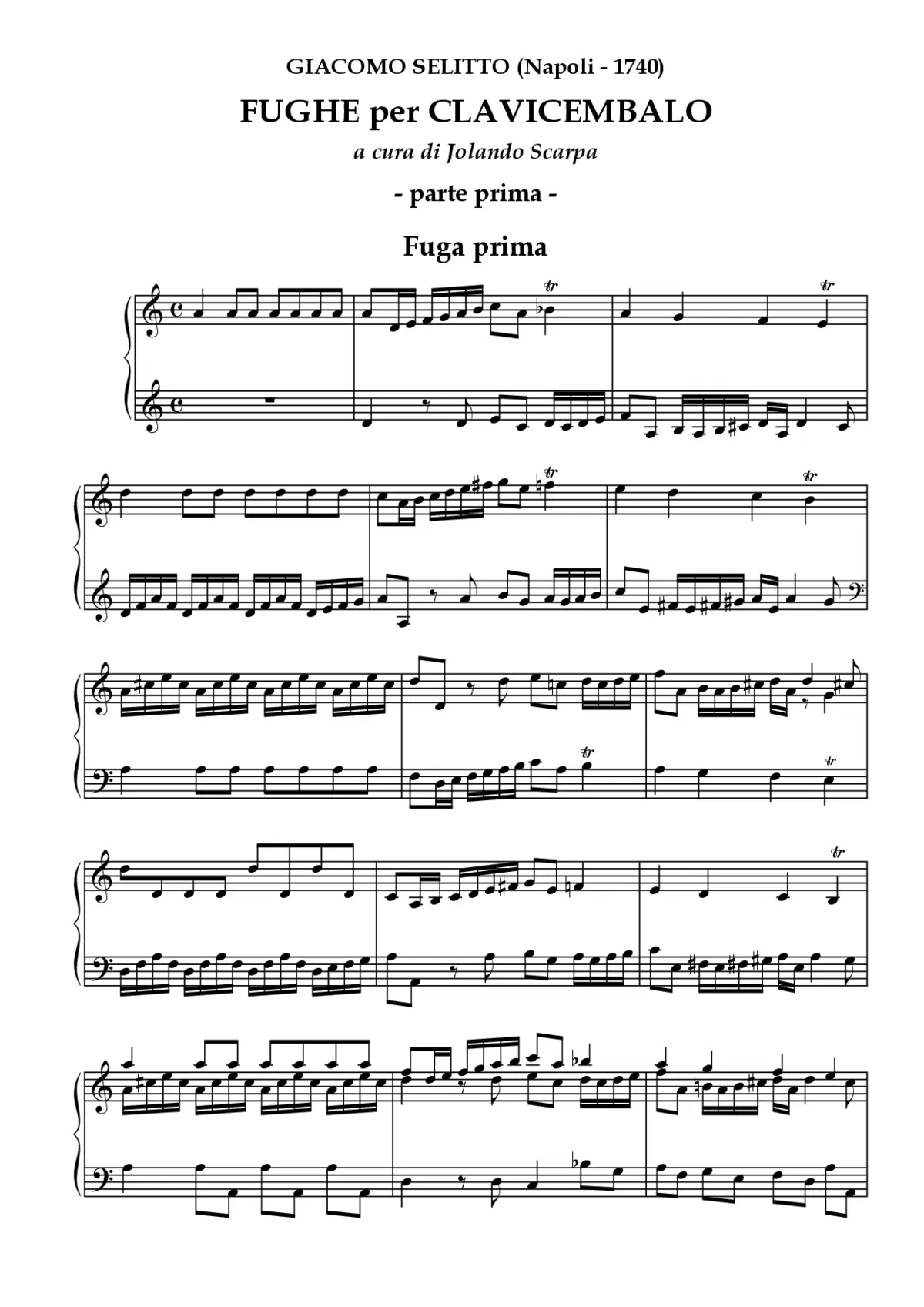 Fughe per Clavicembalo, parte prima - Page 1