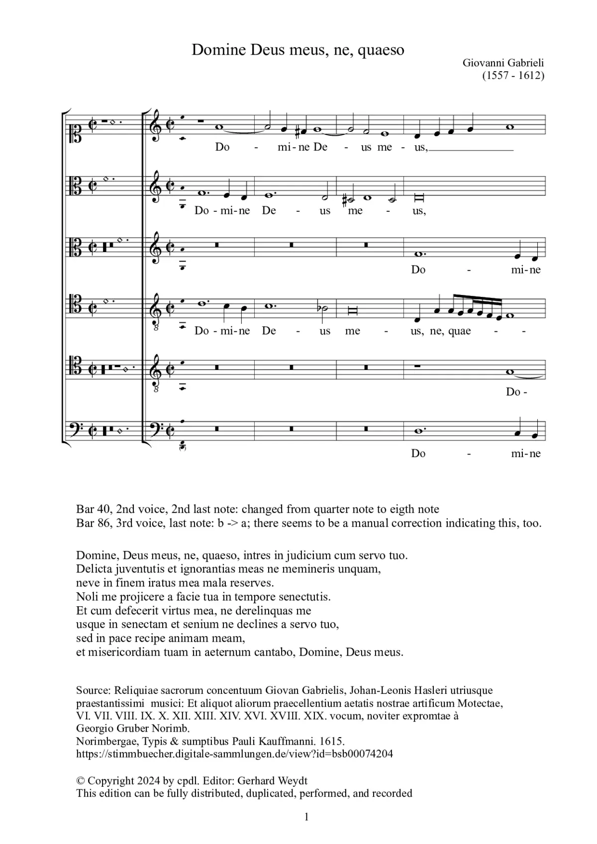 Domine Deus meus, ne, quaeso - Page 1