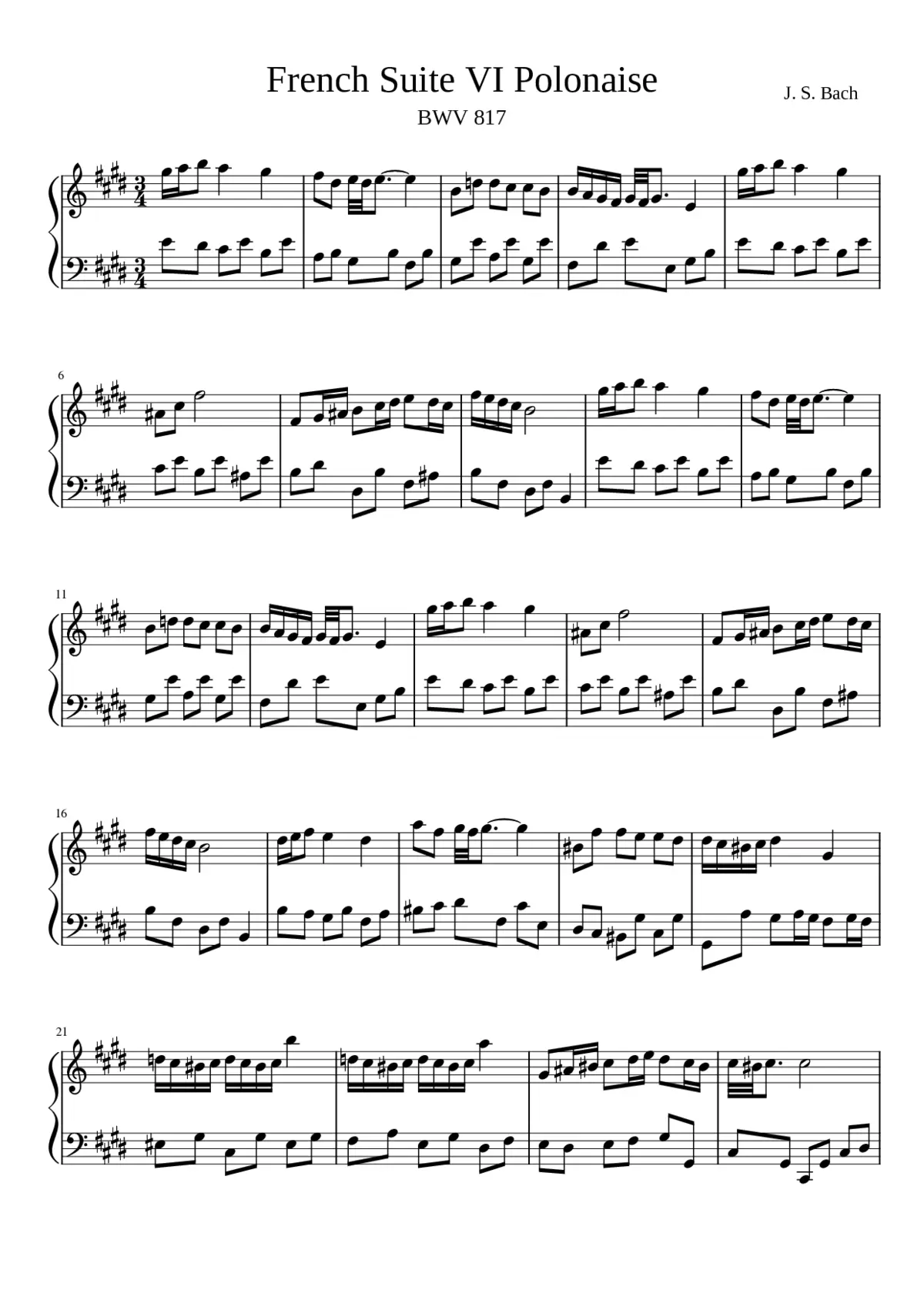 French Suite No.6 in E major BWV 817 - Page 1