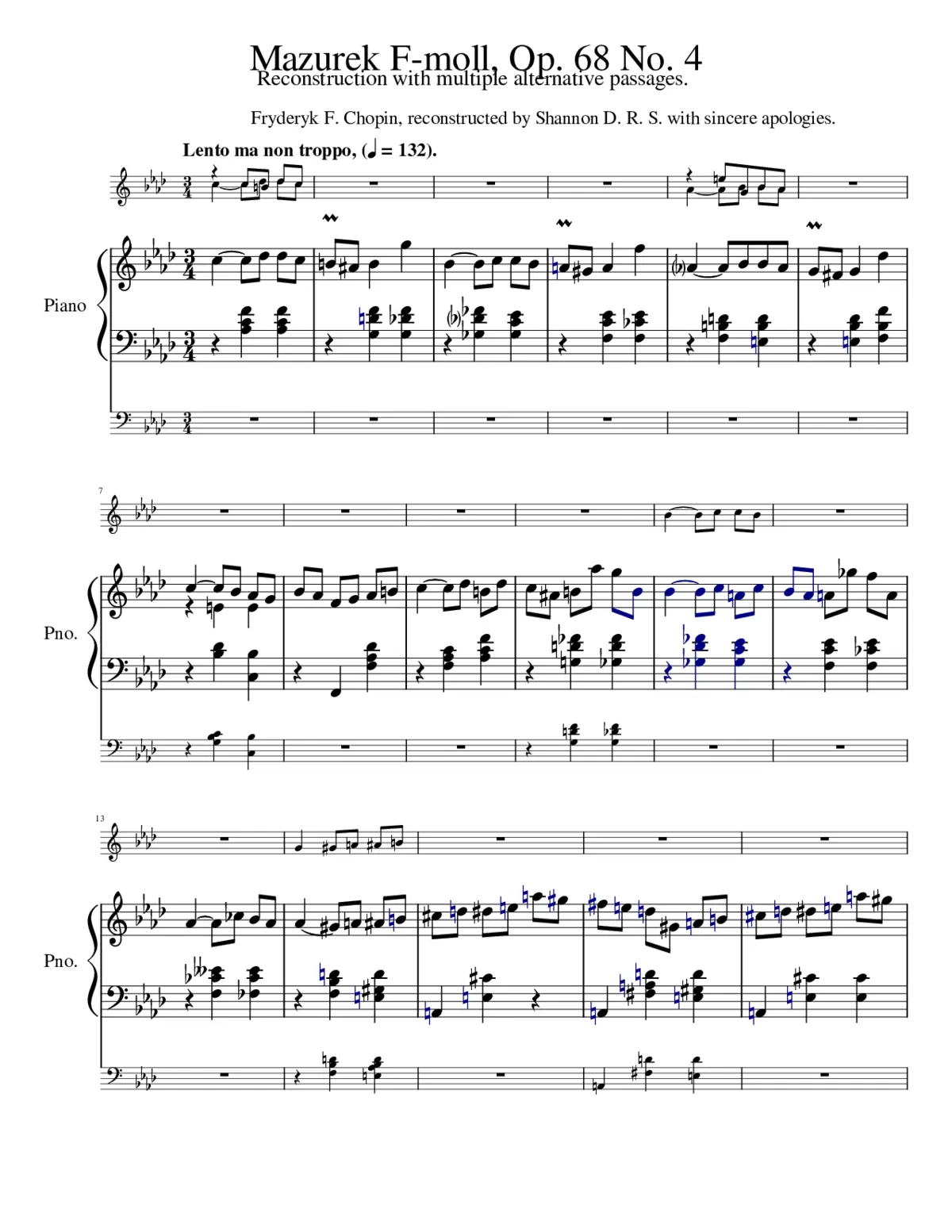 Chopin Mazurka Op.Posth.68 No. 4 in F minor - Page 1