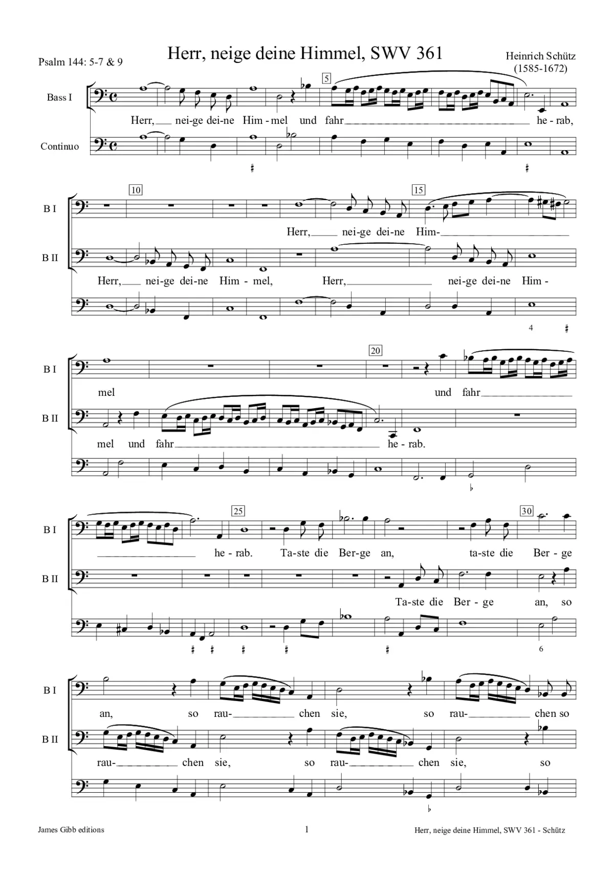 Herr, neige deine Himmel und fahr herab, SWV 361 - Page 1