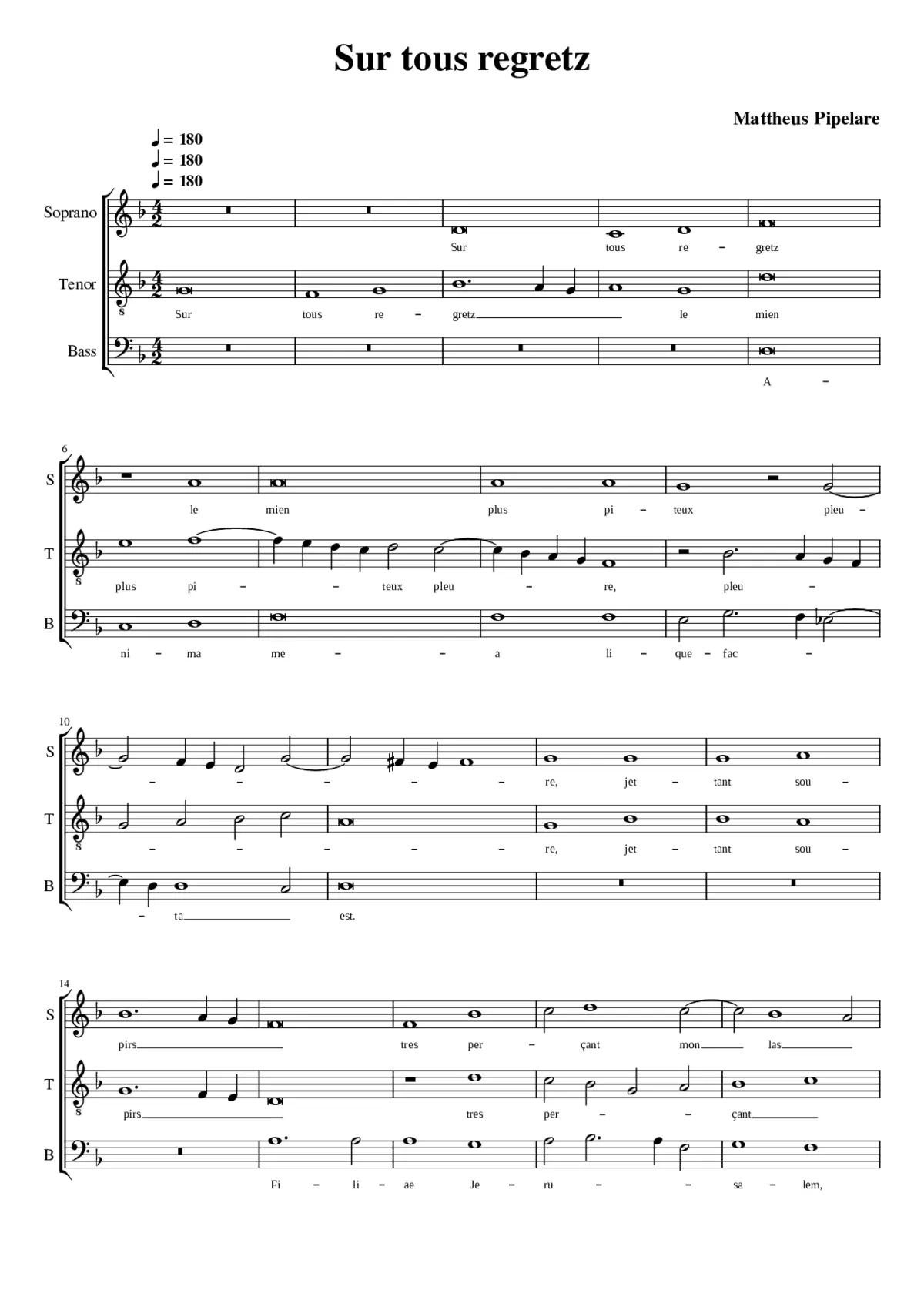 Sur tous regretz/Anima mea - Page 1