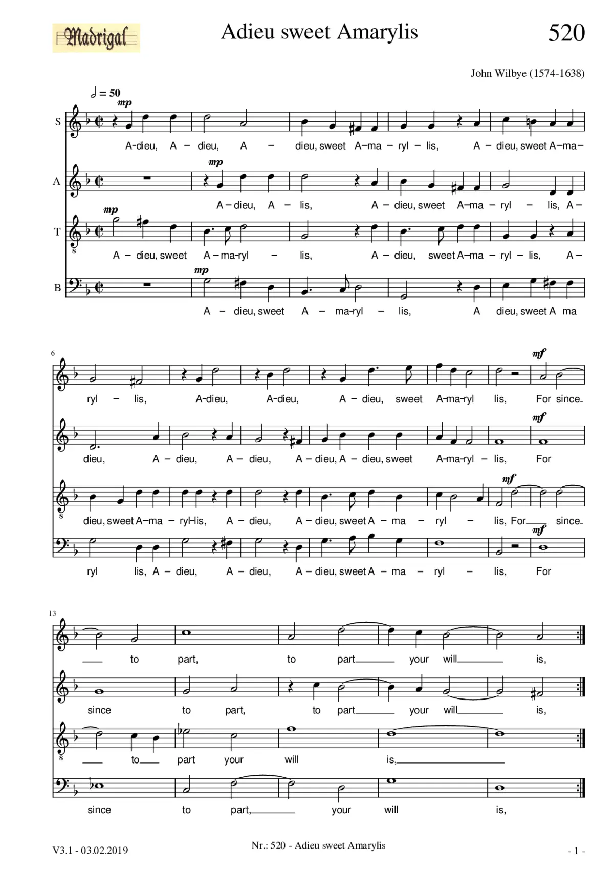 Adieu Sweet Amaryllis - Page 1