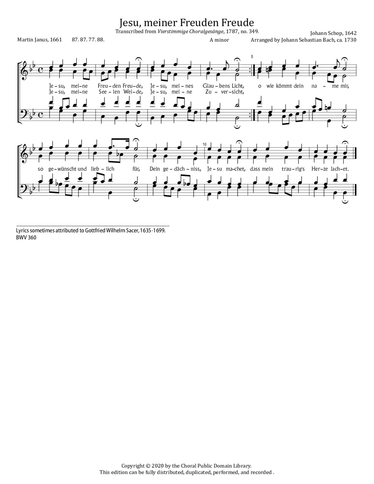 Jesu, meiner Freuden Freude, BWV 360 - Page 1