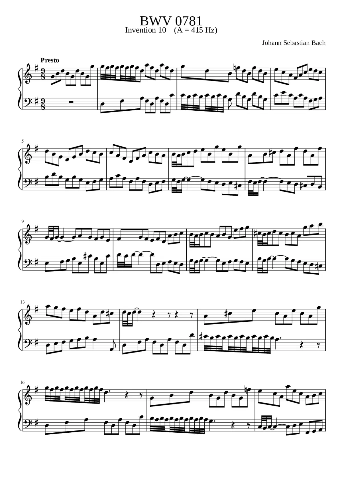 Invention in G major BWV 781 - Page 1