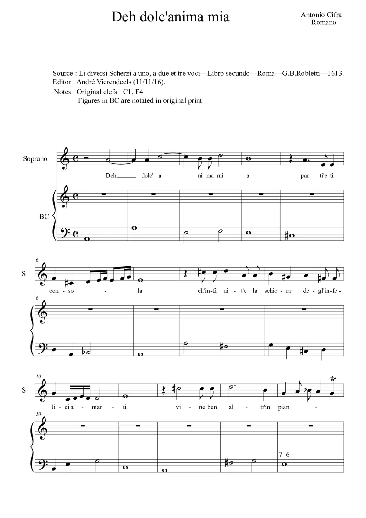 Deh dolc' anima mia - Page 1