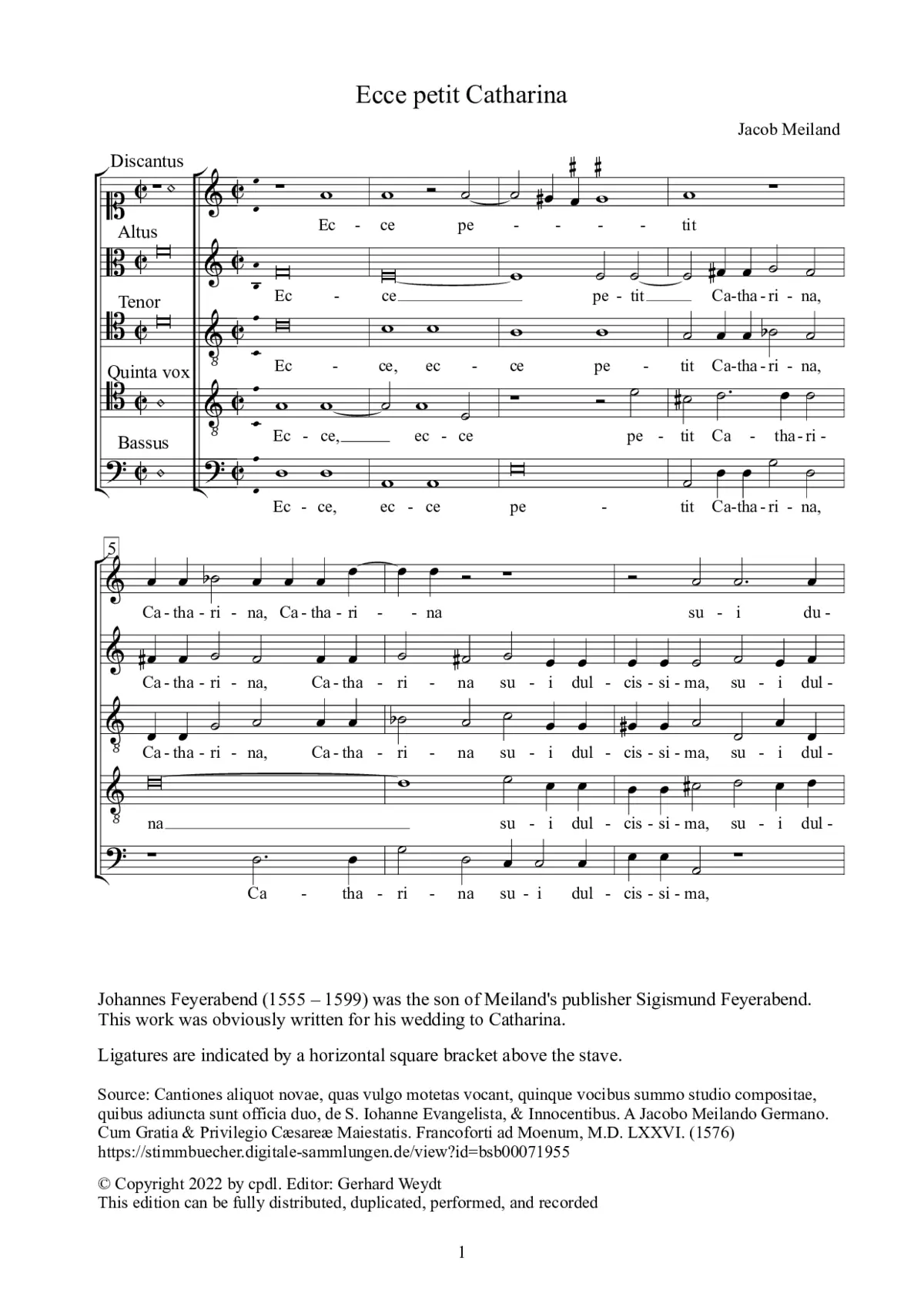 Ecce petit Catharina - Page 1